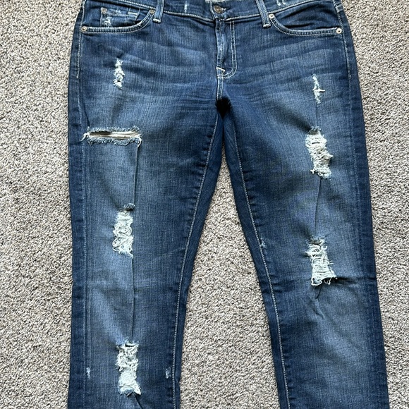 NWOT 7 For All Mankind Roxanne Super Vintage Destroyed Skinny Jeans 30 Fiji RARE - Picture 3 of 8